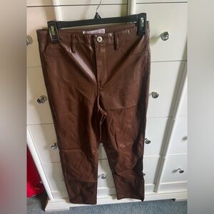 No Boundaries Brown Faux Leather Straight Leg Pants